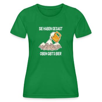 Bier Berg Berge Spruch - Frauen Funktions-T-Shirt - Kelly Green - Vorne - AI Model Female 172 dark (172cm)