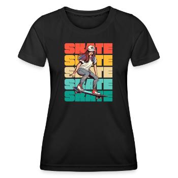 Skateboarding Cool Skater Girl Bunt - Frauen Funktions-T-Shirt - Schwarz - Vorne - AI Model Female 172 light (172cm)
