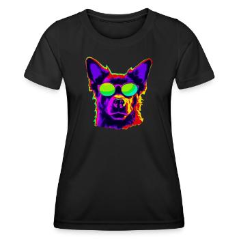 Stylischer Vierbeiner mit Sonnenbrille - Frauen Funktions-T-Shirt - Schwarz - Vorne - AI Model Female 172 light (172cm)