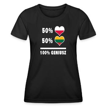 Litwa i Polska 100% Geniusz flaga - Funkcjonalna koszulka damska - czarny - Przód - AI Model Female 172 light (172cm)