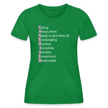 Définition de l’aidant Aidant âgé - T-shirt sport Femme - vert - Devant - AI Model Female 172 dark (172cm)