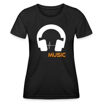 Musikwellen-Headset-Logo - Frauen Funktions-T-Shirt - Schwarz - Vorne - AI Model Female 172 light (172cm)