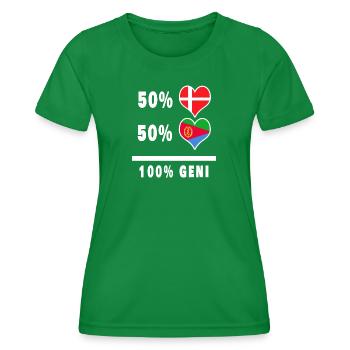 Eritrea und Dänemark 100% geniale Flagge - Frauen Funktions-T-Shirt - Kelly Green - Vorne - AI Model Female 172 dark (172cm)