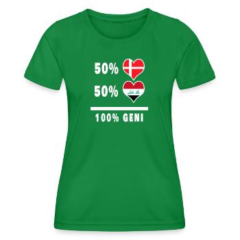 Iraq and Denmark 100% genius flag - Women's Functional T-Shirt - kelly green - Front - AI Model Female 172 dark (172cm)