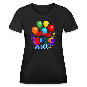 Hippe hippe Hurra-Girlanden und Luftballons - Frauen Funktions-T-Shirt - Schwarz - Vorne - AI Model Female 172 light (172cm)