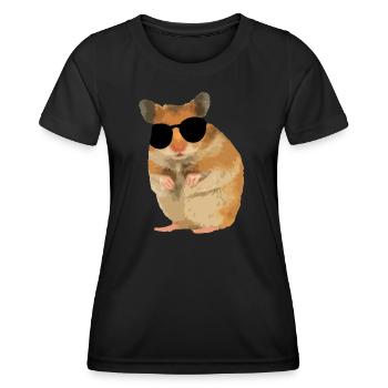 Hamster Menno mit Sonnebrille cool - Frauen Funktions-T-Shirt - Schwarz - Vorne - AI Model Female 172 light (172cm)