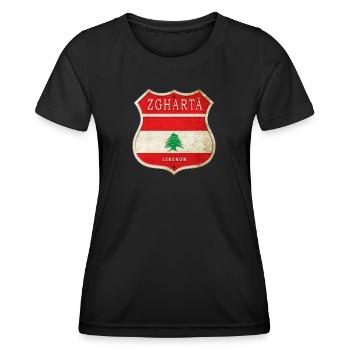 Zgharta Liban Armoiries Drapeaux Design - T-shirt sport Femme - noir - Devant - AI Model Female 172 light (172cm)