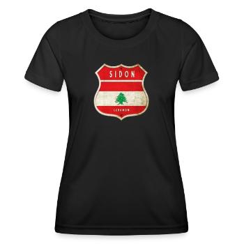 Sidon Liban Armoiries Drapeaux Design - T-shirt sport Femme - noir - Devant - AI Model Female 172 light (172cm)