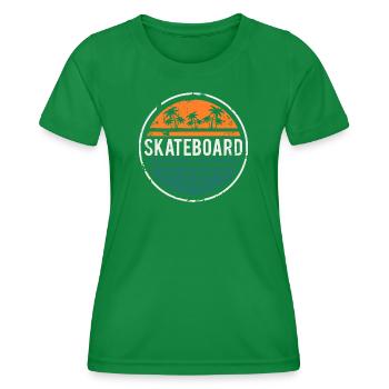 Skatebadge Venice Beach California Retro - Frauen Funktions-T-Shirt - Kelly Green - Vorne - AI Model Female 172 dark (172cm)