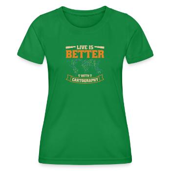 Cartography design - Women's Functional T-Shirt - kelly green - Front - AI Model Female 172 dark (172cm)