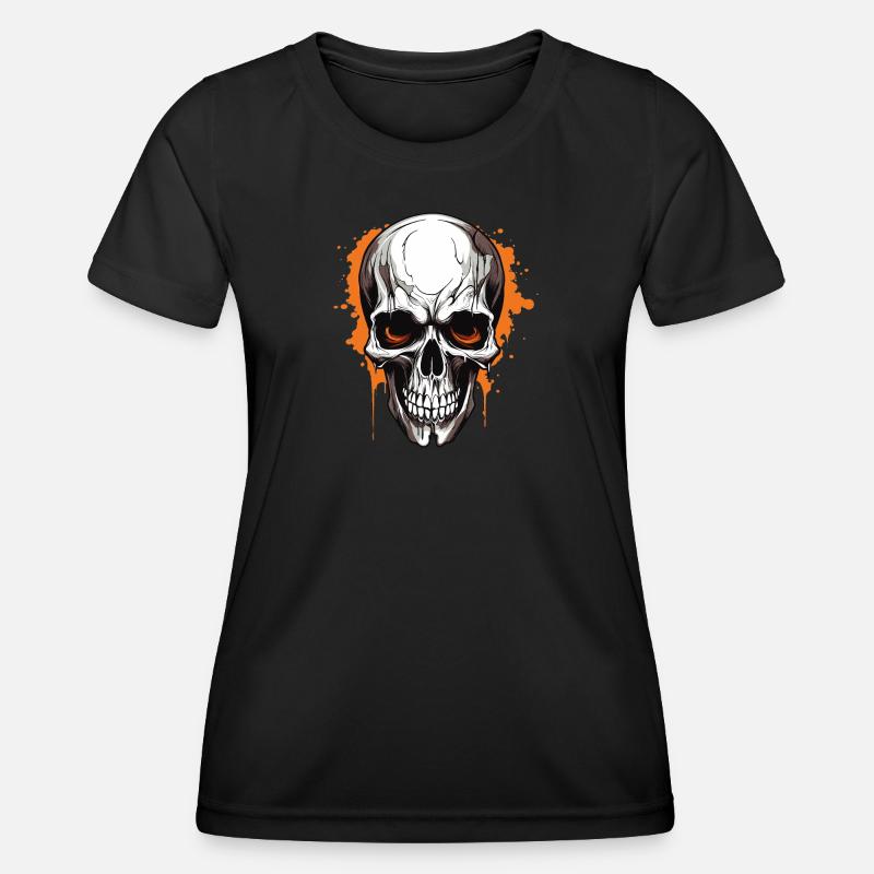 Orange Skull Splatter Gothic - Women's Functional T-Shirt - black