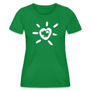 Herz Katze Strahlen Fan Comic Tierliebe Katzen süß - Frauen Funktions-T-Shirt - Kelly Green - Vorne - AI Model Female 172 dark (172cm)