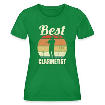 Lustiger Klarinettist - Frauen Funktions-T-Shirt - Kelly Green - Vorne - AI Model Female 172 dark (172cm)