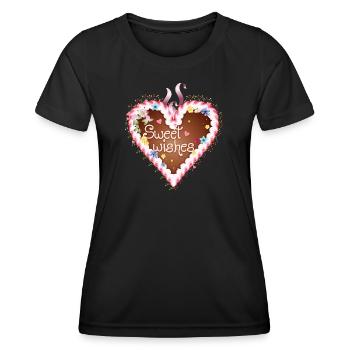 Lebkuchenherz Volksfest mit Zuckerguß und Wünsche - Frauen Funktions-T-Shirt - Schwarz - Vorne - AI Model Female 172 light (172cm)