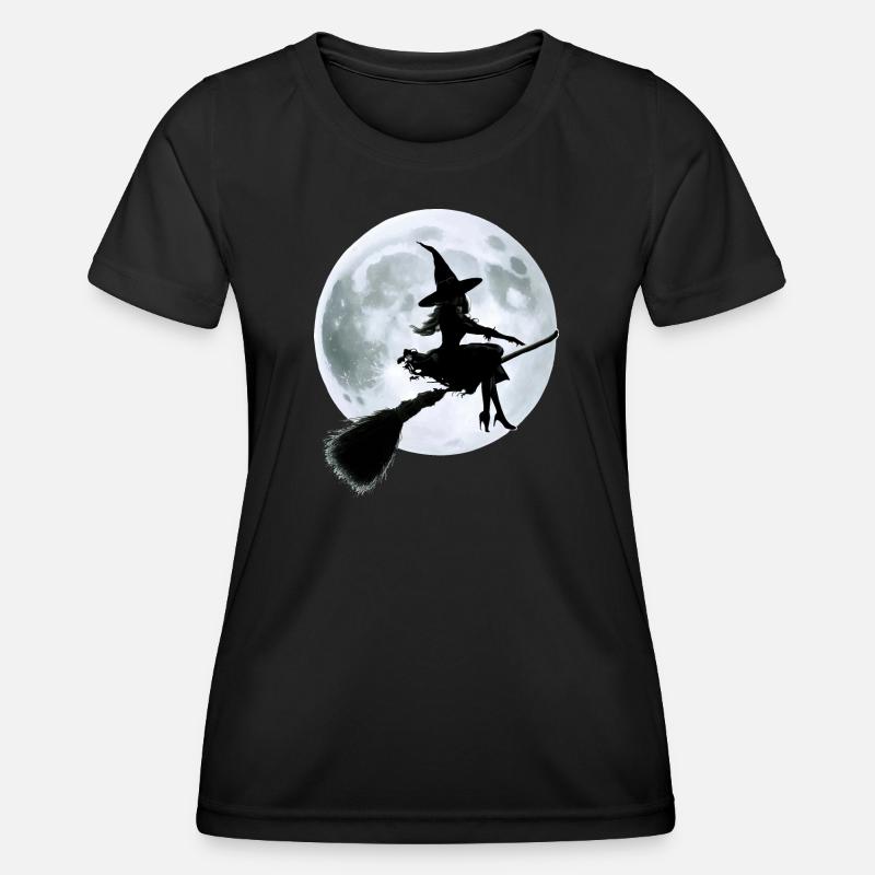 Witch on a Broom - Women's Functional T-Shirt - black
