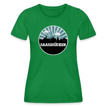 Saarbrücken Blue Hour Skyline - Frauen Funktions-T-Shirt - Kelly Green - Vorne - AI Model Female 172 dark (172cm)