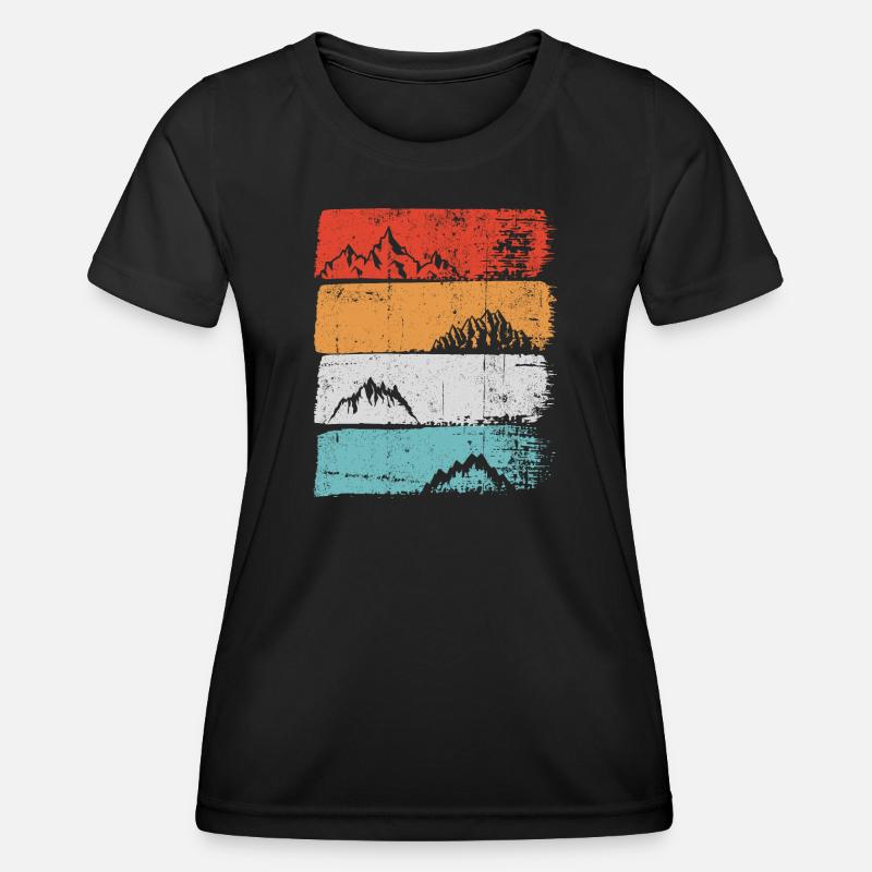 Terraced Peak Sunset Stripe - Women's Functional T-Shirt - black