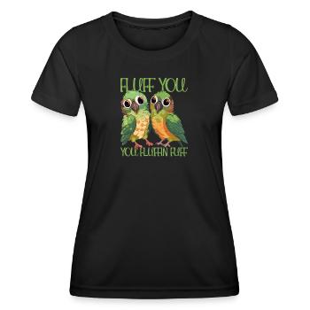 Fluff du du fluffin fuff Sittich Papagei Design - Frauen Funktions-T-Shirt - Schwarz - Vorne - AI Model Female 172 light (172cm)
