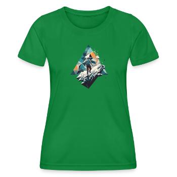 Geometric Mountaineer in Polygon Style - Women's Functional T-Shirt - kelly green - Front - AI Model Female 172 dark (172cm)