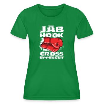 Jab hook cross uppercut - Frauen Funktions-T-Shirt - Kelly Green - Vorne - AI Model Female 172 dark (172cm)