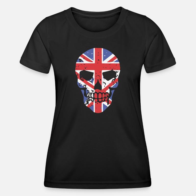 Skull with Union Jack Overlay - Women's Functional T-Shirt - black
