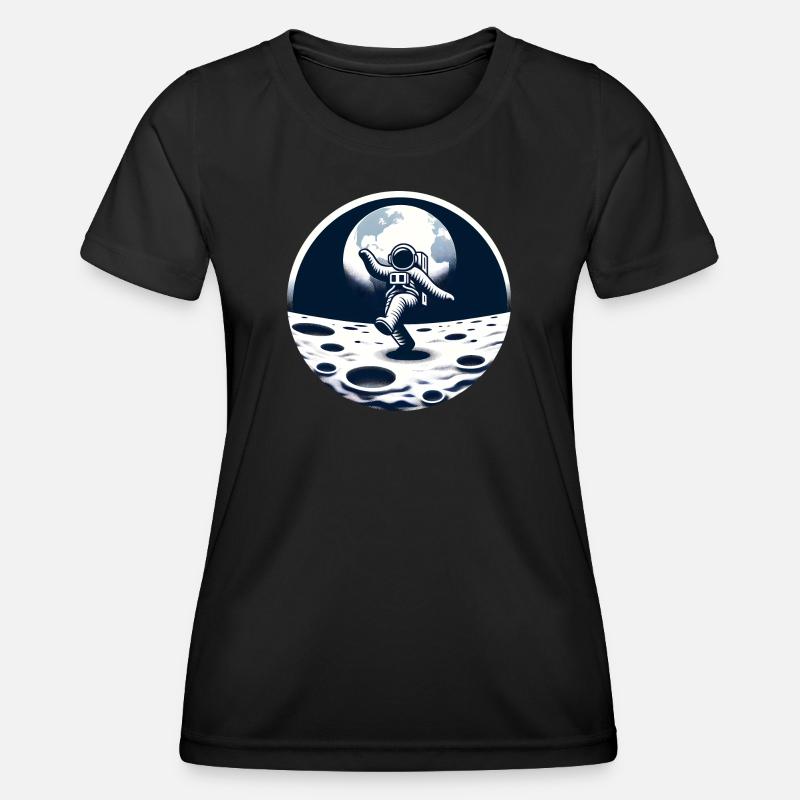 Dancing astronaut on the moon - Women's Functional T-Shirt - black
