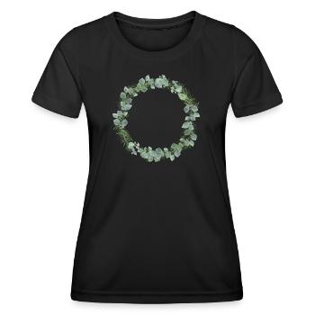 Couronne d’hiver de branches d’eucalyptus et de sapin - T-shirt sport Femme - noir - Devant - AI Model Female 172 light (172cm)