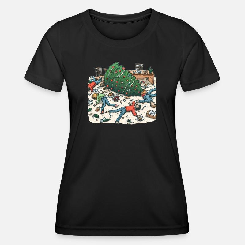 Exuberant Christmas tree party - Women's Functional T-Shirt - black