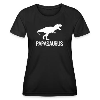 T shirt humoristique papasaurus - T-shirt sport Femme - noir - Devant - AI Model Female 172 light (172cm)