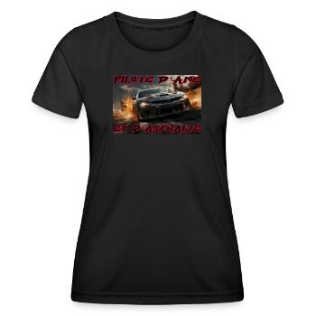 Pilote d'Âme et d'Asphalte - T-shirt sport Femme - noir - Devant - AI Model Female 172 light (172cm)