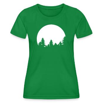 Moon, Forest, Trees, Nature, Shadow, Evening, Tranquility Symbol - Women's Functional T-Shirt - kelly green - Front - AI Model Female 172 dark (172cm)