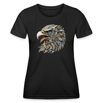 Adler mit Mandalas verziert - Frauen Funktions-T-Shirt - Schwarz - Vorne - AI Model Female 172 light (172cm)