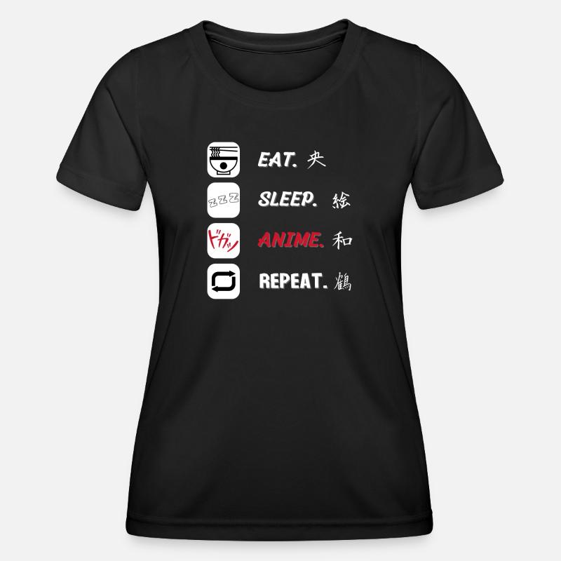 Eat Sleep Anime Repeat - Women's Functional T-Shirt - black