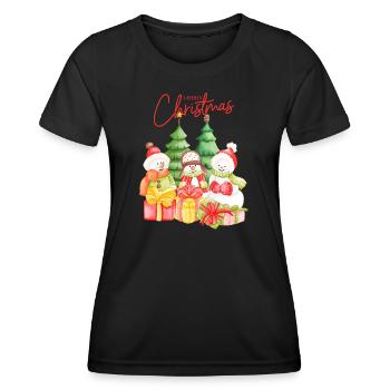 Festive Christmas Snowmen and Presents Design - Women's Functional T-Shirt - black - Front - AI Model Female 172 light (172cm)