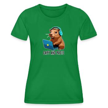 Capybara mit Witz Capy and Paste - Frauen Funktions-T-Shirt - Kelly Green - Vorne - AI Model Female 172 dark (172cm)