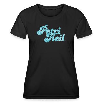 Petri Heil Angler Hobby Fish Scale Pattern - Women's Functional T-Shirt - black - Front - AI Model Female 172 light (172cm)