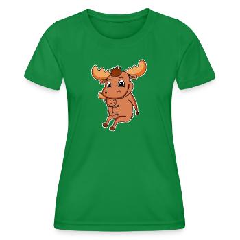 Elch Familie - Elch mit Baby - Frauen Funktions-T-Shirt - Kelly Green - Vorne - AI Model Female 172 dark (172cm)