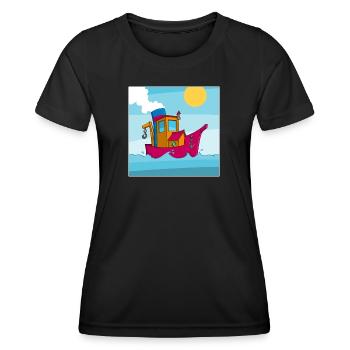 Image colorée d’un remorqueur amusant - T-shirt sport Femme - noir - Devant - AI Model Female 172 light (172cm)