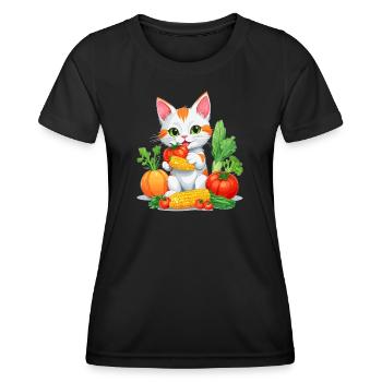 Chat Bio - T-shirt sport Femme - noir - Devant - AI Model Female 172 light (172cm)