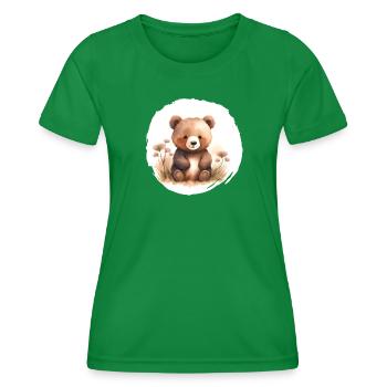 Bear Watercolor - Women's Functional T-Shirt - kelly green - Front - AI Model Female 172 dark (172cm)