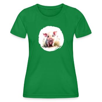 Piglet Watercolor - Women's Functional T-Shirt - kelly green - Front - AI Model Female 172 dark (172cm)