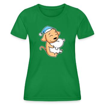 Chien avec oreiller et bonnet somnolent - T-shirt sport Femme - vert - Devant - AI Model Female 172 dark (172cm)