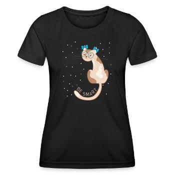 Cat, be smart - Women's Functional T-Shirt - black - Front - AI Model Female 172 light (172cm)