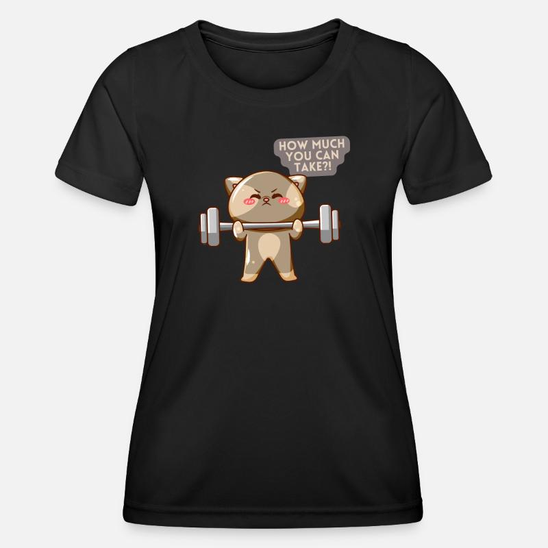 Cat Brave Training Motivation - Women's Functional T-Shirt - black