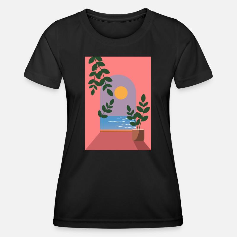 Mediterranean sea view - Women's Functional T-Shirt - black