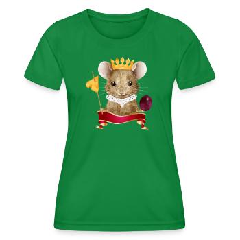 Mouse with cheese crown, grape and toothpick - Women's Functional T-Shirt - kelly green - Front - AI Model Female 172 dark (172cm)