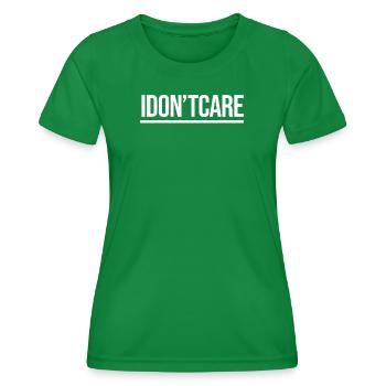 Je m’en fous Déclaration indifférente - T-shirt sport Femme - vert - Devant - AI Model Female 172 dark (172cm)