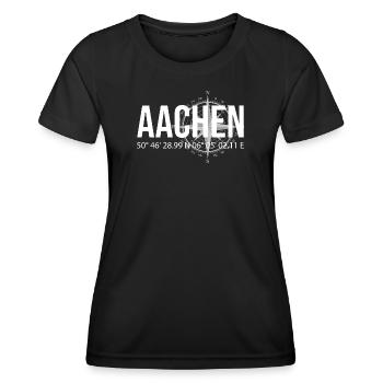 Koordinaten Aachen - Frauen Funktions-T-Shirt - Schwarz - Vorne - AI Model Female 172 light (172cm)