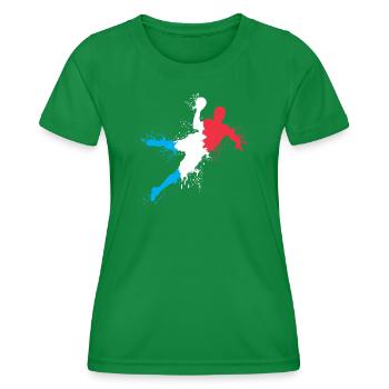Handball Team France Handball Player Explosion European Championship - Women's Functional T-Shirt - kelly green - Front - AI Model Female 172 dark (172cm)