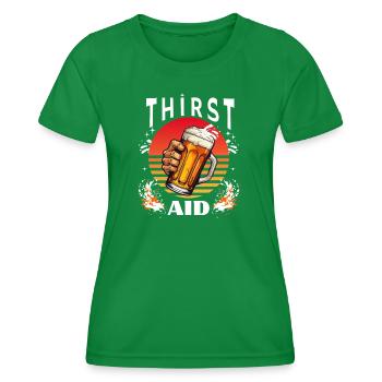 Thirst Aid - Drinking Shirt - Frauen Funktions-T-Shirt - Kelly Green - Vorne - AI Model Female 172 dark (172cm)